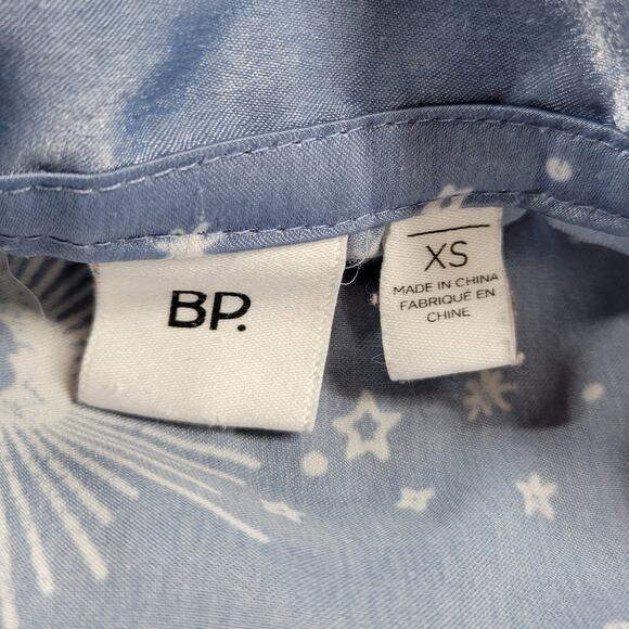 BP Celestial Pajamas Set Womens XS Blue White Sun Stars Moon Pants Button Top - Picture 2 of 16